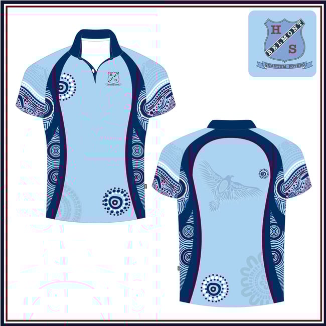Unisex Everyday Indigenous Junior Sky Blue Polo  $44.45