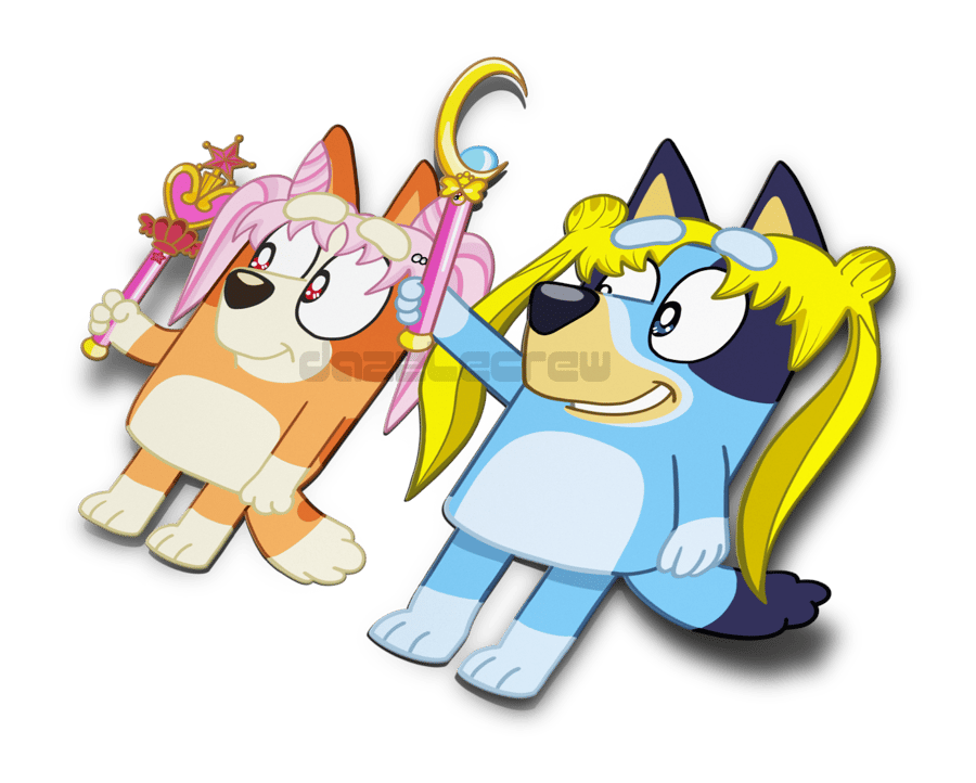 Image of Bluey and Bingo Sailor Moon and Chibi