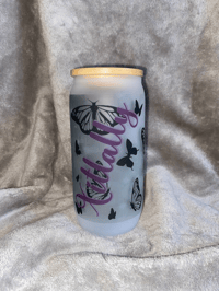 Image 3 of Frosted Glass Cup - Butterfly 
