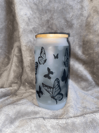Image 2 of Frosted Glass Cup - Butterfly 