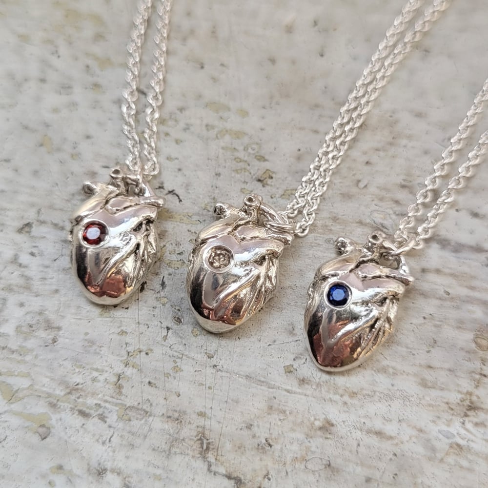 Image of Heart Pendant with Gemstone - Flat Back