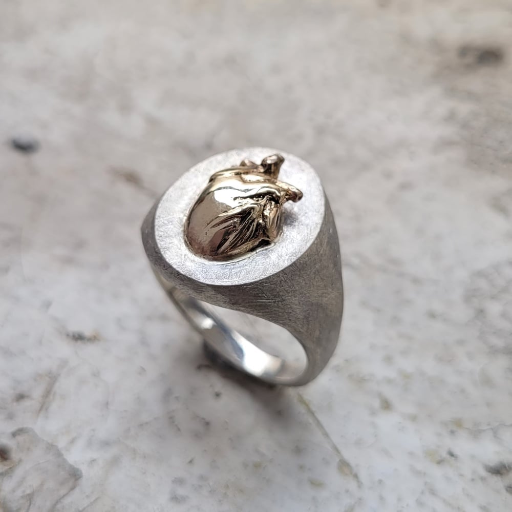 Image of Heart Signet - Gold and Silver
