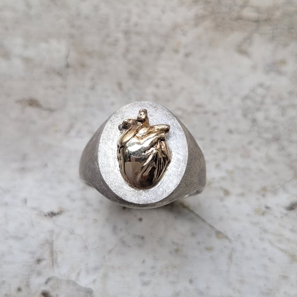 Image of Heart Signet - Gold and Silver