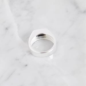 Image of Black Rutilated Quartz (Black Tourmalined Quartz) rectangle cut wide band silver ring