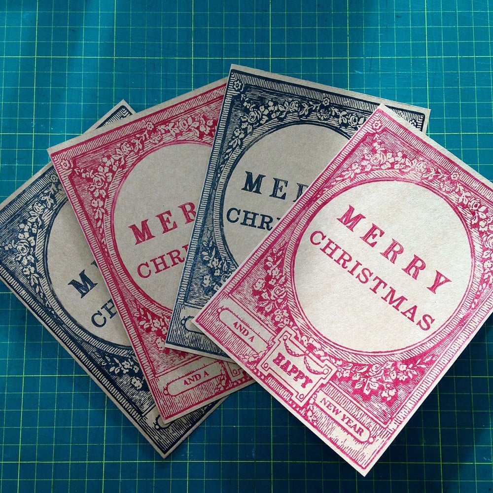 Image of Letterpress Christmas card workshop.  Sat. 30th Nov. 3 hour lesson 12pm-3pm