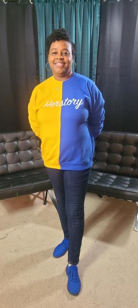 Image of Herstory Blue & Gold Sweatshirt