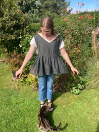 Image 2 of Linen Pinafore top in Dark Teal - One-off Piece