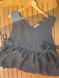 Image 3 of Linen Pinafore top in Dark Teal - One-off Piece