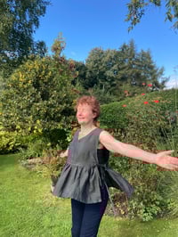 Image 4 of Linen Pinafore top in Dark Teal - One-off Piece