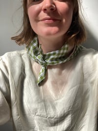 Image 3 of Linen and Cotton Gingham Scarf- Ready to Ship