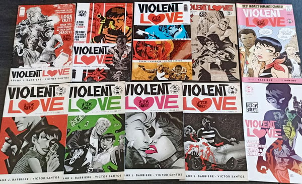 Image of Violent Love Series Variant covers comic-book signed set