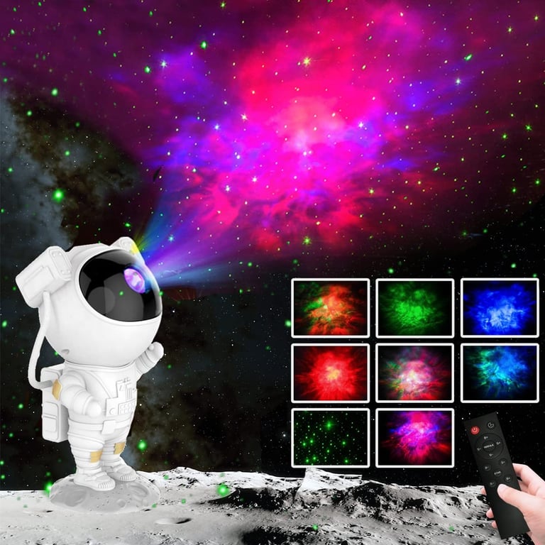 Kids Star DIY Projector Night Light with Remote Control 360 Adjustable Design Astronaut Nebula Galax
