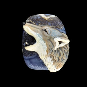 Image of XL. Howling Timber Wolf - Flamework Glass Sculpture Bead 