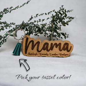 Image of Personalized Mama Keychain with Tassel - Customizable with Kids' Names