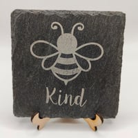 Image 2 of Laser Engraved Bee Coaster Set, Slate Coasters, Housewarming Gift