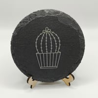 Image 3 of Set of 4 Laser Engraved Cactus Slate Coaster Set, Custom Gifts, Gifts for Home