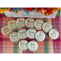 Image 1 of Baby Monthly Milestones Wooden Disc Photo Props