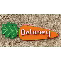 Image 4 of Personalized Easter Carrot Name Tags - Custom Laser Cut Easter Photo Props for Kids