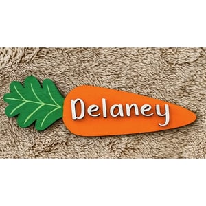 Image of Personalized Easter Carrot Name Tags - Custom Laser Cut Easter Photo Props for Kids
