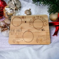 Image 1 of Santa Treats Bamboo Board, Dear Santa Tray, Christmas Gifts, Custom Gifts, Milk and Cookies
