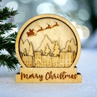 Image 3 of Christmas Village Wooden Snow Globe Table Decor