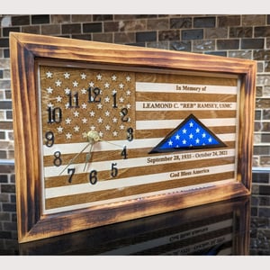 Image of Personalized Memorial Clock, In Memory Of, Military Clock, Hanging Wall Clock