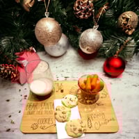 Image 2 of Santa Treats Bamboo Board, Dear Santa Tray, Christmas Gifts, Custom Gifts, Milk and Cookies