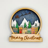 Image 4 of Christmas Village Wooden Snow Globe Table Decor