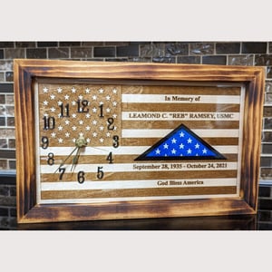 Image of Personalized Memorial Clock, In Memory Of, Military Clock, Hanging Wall Clock