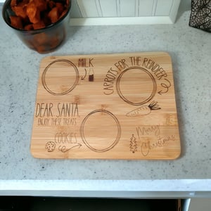 Image of Santa Treats Bamboo Board, Dear Santa Tray, Christmas Gifts, Custom Gifts, Milk and Cookies