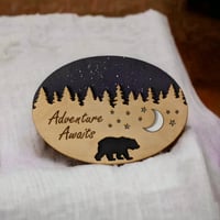 Image 1 of Adventure Awaits Bear Hanging Wall Sign