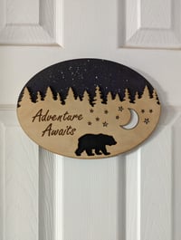 Image 4 of Adventure Awaits Bear Hanging Wall Sign