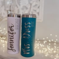 Image 1 of Laser Engraved Skinny Tumblers for Bridal Party (20oz.)