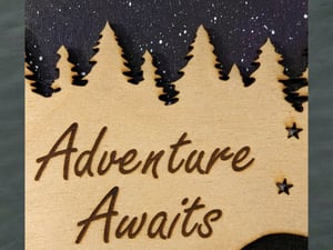 Image of Adventure Awaits Bear Hanging Wall Sign
