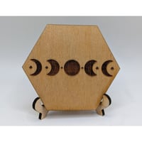 Image 1 of Handmade Hexagon Moon Coasters, Space Coasters, Wedding Gift, Housewarming Gift, Wooden
