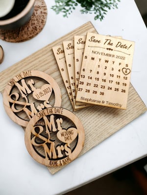 Image of Wooden Calendar Save the Date Magnets for Weddings