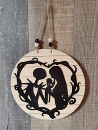 Jack and Sally in Love Heart Hanging Sign
