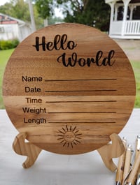 Image 1 of Hello World Baby Announcement Sign