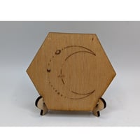 Image 2 of Handmade Hexagon Moon Coasters, Space Coasters, Wedding Gift, Housewarming Gift, Wooden