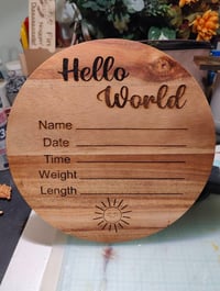 Image 2 of Hello World Baby Announcement Sign