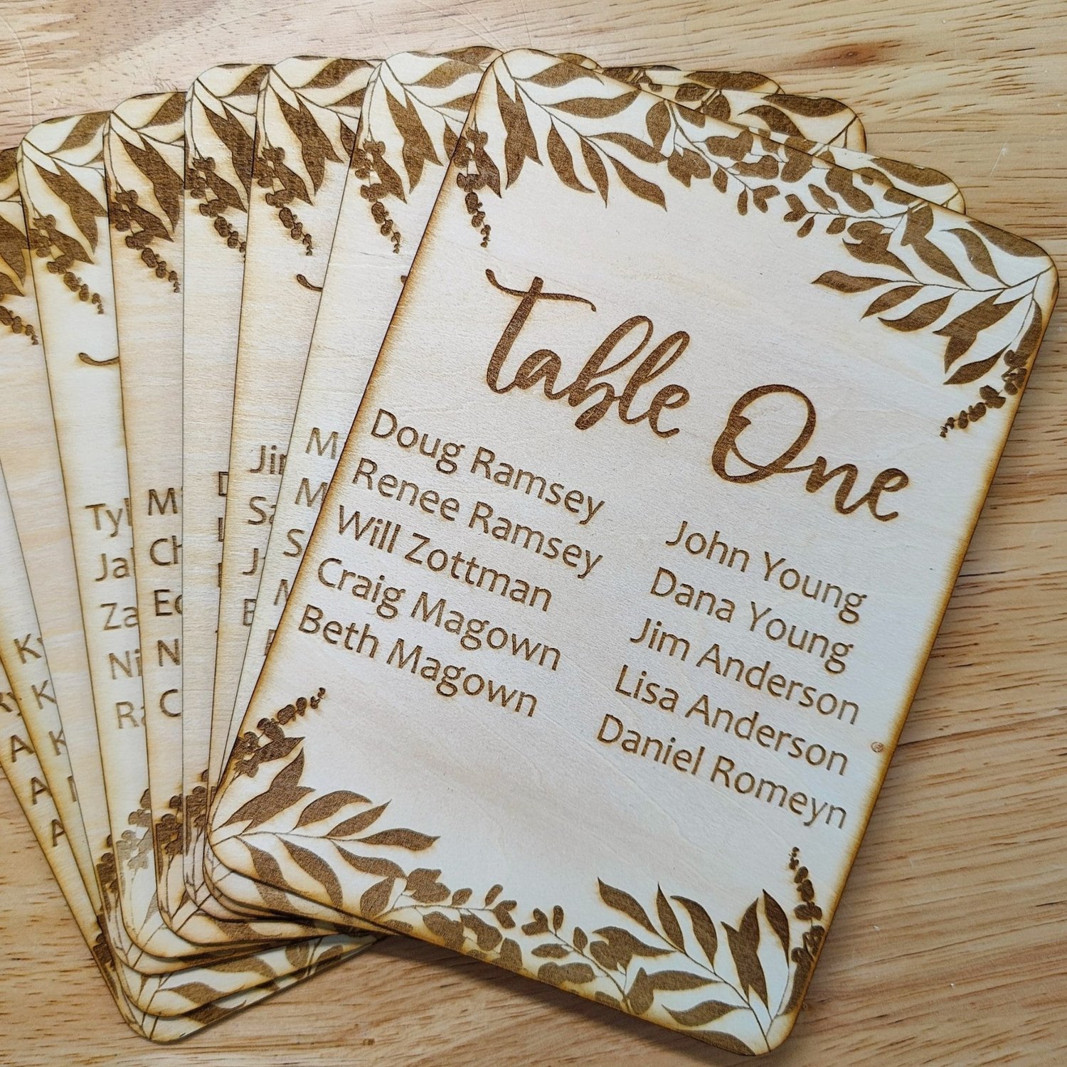 Rustic Wooden Wedding Seating Chart Place Cards | R&D Laser Design and ...
