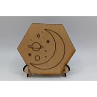 Image 3 of Handmade Hexagon Moon Coasters, Space Coasters, Wedding Gift, Housewarming Gift, Wooden