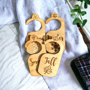 Image of Wooden Laser Engraved Baby Closet Dividers for Seasons, Baby Clothes Divider