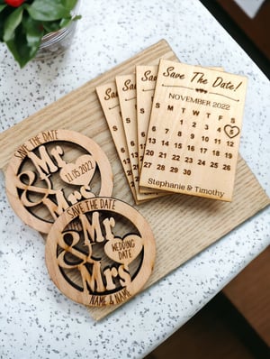 Image of Wooden Calendar Save the Date Magnets for Weddings
