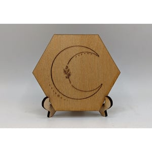 Image of Handmade Hexagon Moon Coasters, Space Coasters, Wedding Gift, Housewarming Gift, Wooden