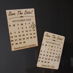 Image of Wooden Calendar Save the Date Magnets for Weddings
