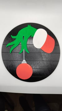 Image 3 of Grinch Hand Wall Sign, Christmas Decor, Home Decor, Wooden Sign, Grinch Themed