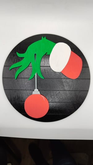 Image of Grinch Hand Wall Sign, Christmas Decor, Home Decor, Wooden Sign, Grinch Themed
