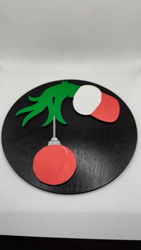 Image 4 of Grinch Hand Wall Sign, Christmas Decor, Home Decor, Wooden Sign, Grinch Themed