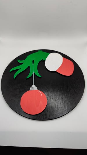 Image of Grinch Hand Wall Sign, Christmas Decor, Home Decor, Wooden Sign, Grinch Themed